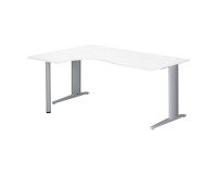 Bureau compact blanc L 180 cm retour à droite piètement L métal Plus Essens