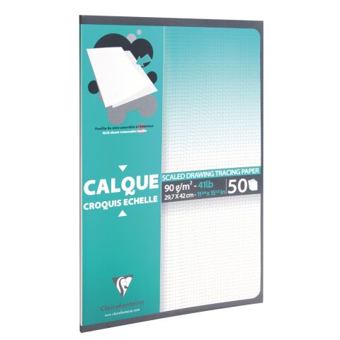 Bloc de 50 hojas de papel vegetal satinado Clairefontaine A3 90 - 95 g