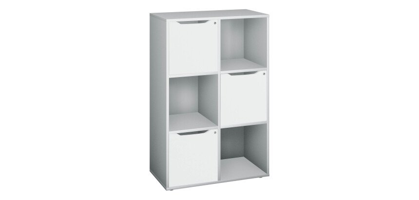 Meuble à casiers aluminium 6 cases avec portes