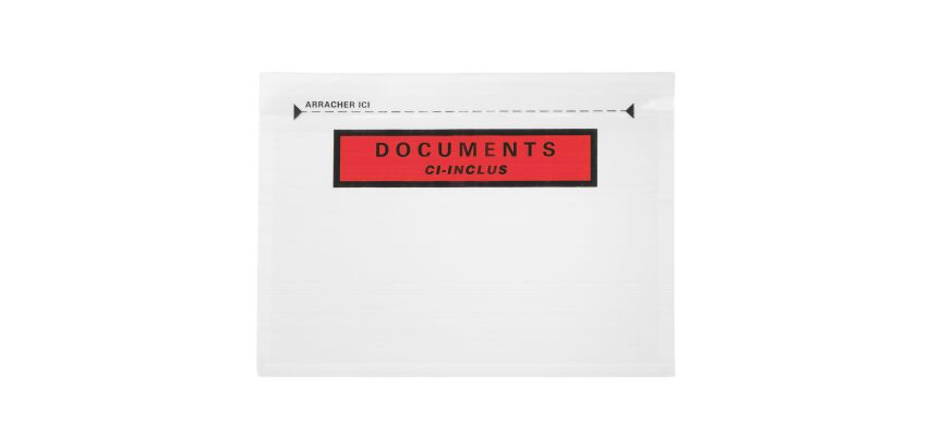 Pochette porte-document autoadhésive plastique 162 x 114 mm - Carton de 1000