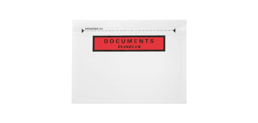 Pochette porte-document autoadhésive plastique 162 x 114 mm - Carton de 1000