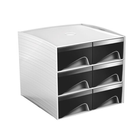Mini storage module in plastic Cep My Cube 6 drawers black