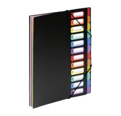 Carpeta clasificadora plástico Viquel Rainbow con fuelle 12 divisiones negro
