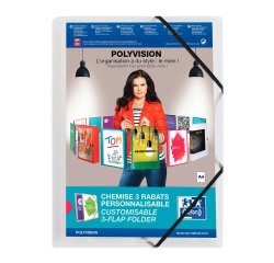 Personalizable transparent folder with 3 flaps A4 Elba