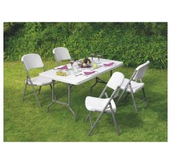 Pack Table pliante polyvalente polyéthylène L152 x P 76 cm achetée = 1 table identique offerte