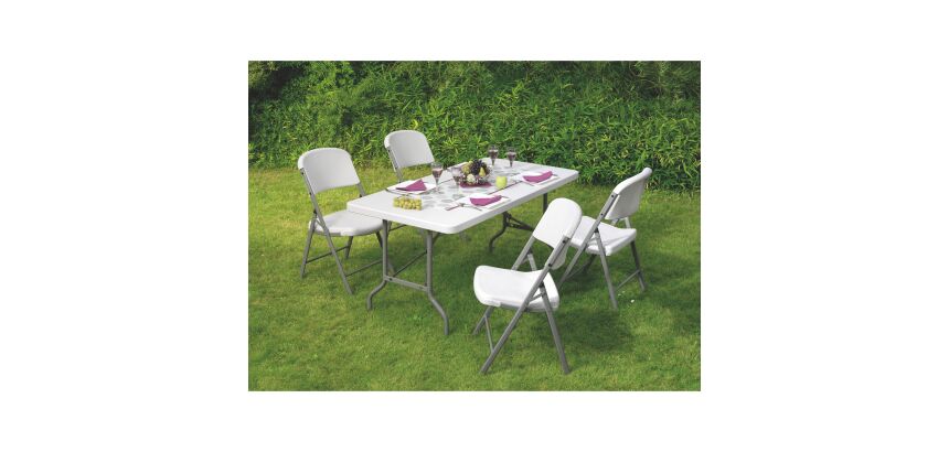 Pack Table pliante polyvalente polyéthylène L152 x P 76 cm achetée = 1 table identique offerte
