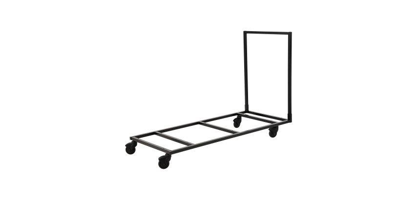 Black storage cart for folding tables