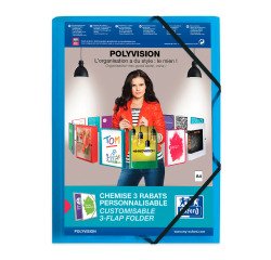 Personalizable transparent folder with 3 flaps A4 Elba