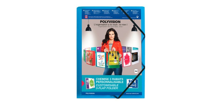 Chemises à élastiques 3 rabats translucides personnalisables Oxford Polyvision