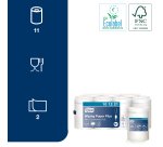 Mini bobine d'essuyage à dévidage central Tork M1 Advanced Plus blanche - Carton de 11