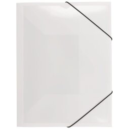 Customizable folder, 3 flaps, polypropylene 4/10, back 1.5 cm - white