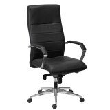 Fauteuil de bureau Strio cuir - avec accoudoirs, appui-tête - Mécanisme Basculant axe décalé - Pied aluminium