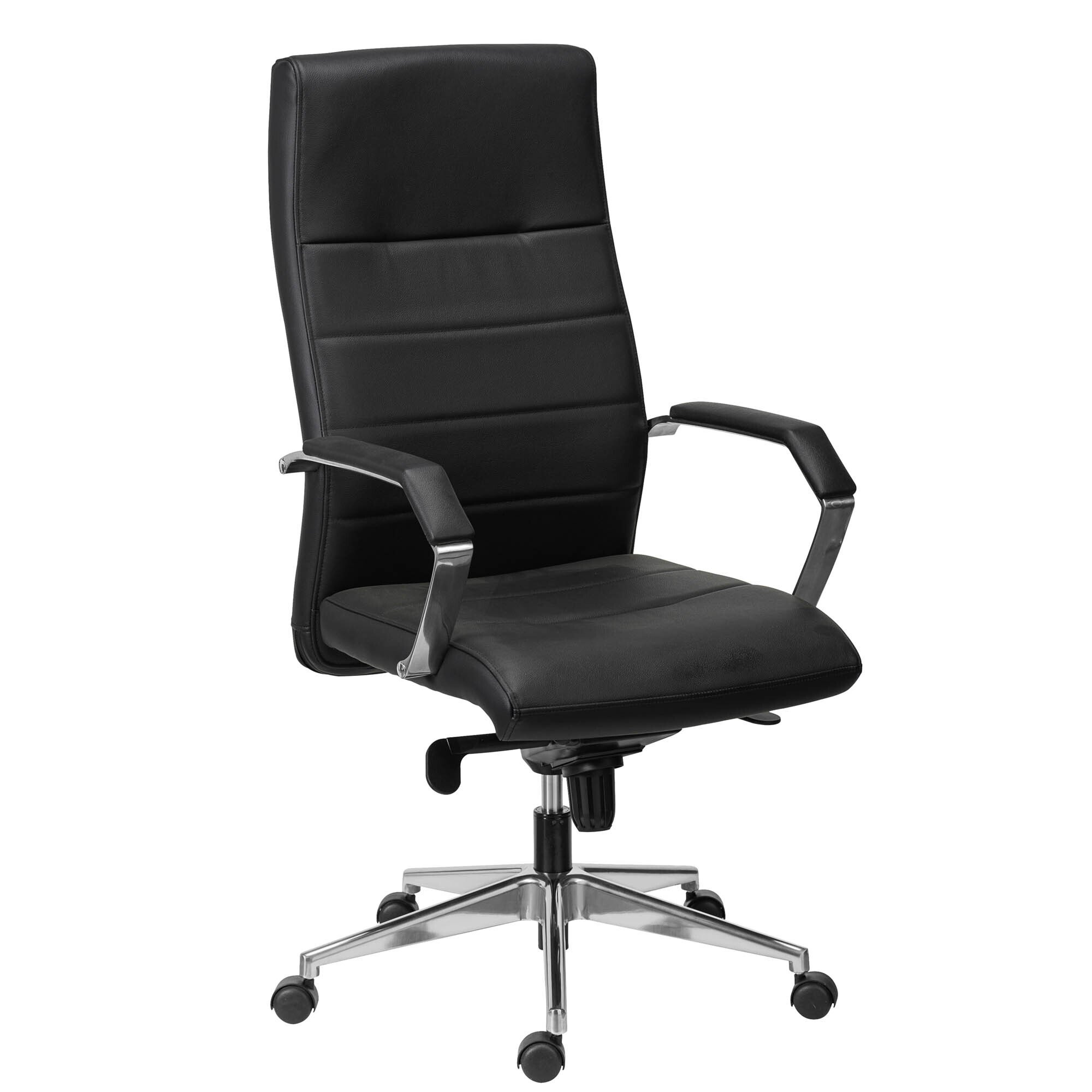 Fauteuil de bureau Strio cuir - avec accoudoirs, appui-tête - Mécanisme Basculant axe décalé - Pied aluminium