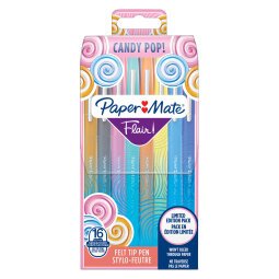 Stylos feutre Papermate Flair Candy POP écriture moyenne - Pochette de 16 couleurs assorties