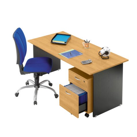 Start plus desk, alder tray, 160 cm, full feet black