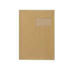Envelopes kraft pinstripes brown 229 x 324 mm Bruneau 90 g with window 50 x 100 mm - box of 500