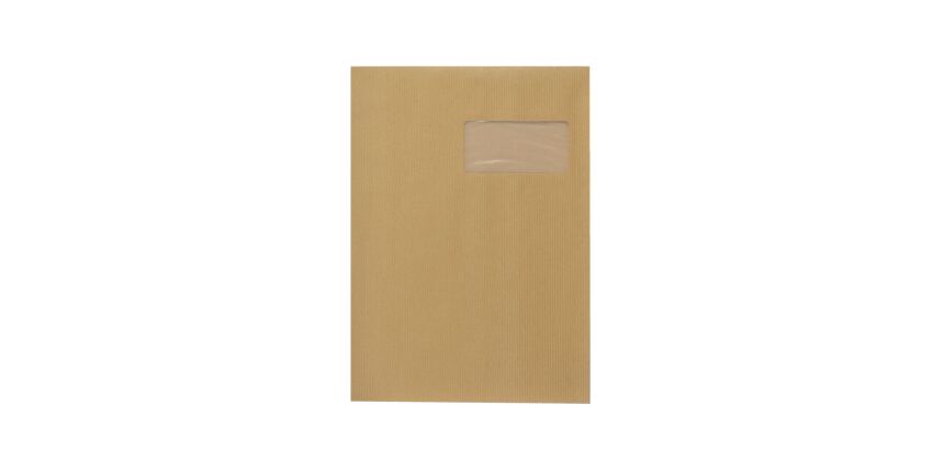Envelopes kraft pinstripes brown 229 x 324 mm Bruneau 90 g with window 50 x 100 mm - box of 500