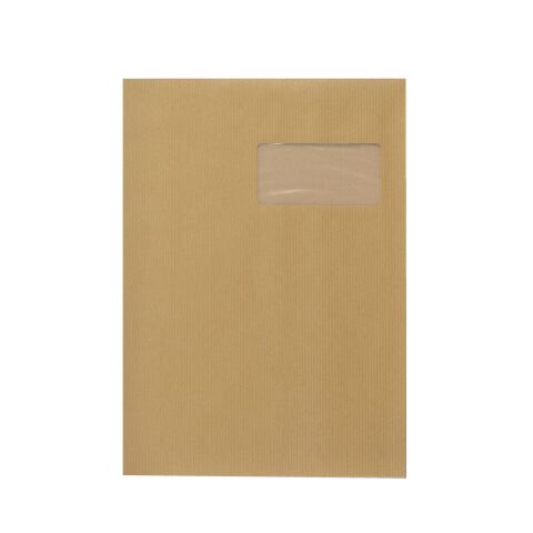Bolsa kraft marrón 229 x 324 mm Bruneau 90 g con ventana 50 x 100 mm - Caja de 500