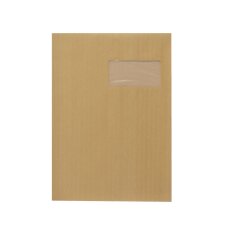 Envelopes kraft pinstripes brown 229 x 324 mm Bruneau 90 g with window 50 x 100 mm - box of 500