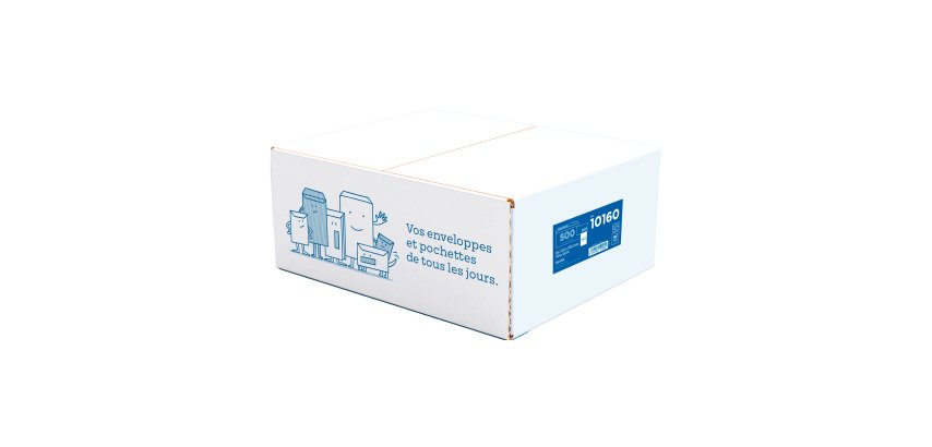 Enveloppe 110 x 220 mm La Couronne 80 g avec fenêtre 35 x 100 mm blanche - Boîte de 500