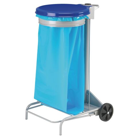 Portabolsas de basura con ruedas de pedal 110 litros Collecroule Rossignol azul