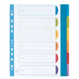 Rewritable A4+ dividers in coloured opaque polypropylene Exacompta - 6 divisions