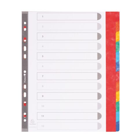 Exacompta Dividers 2612E A4+ Blank/colour 12 tabs 11 holes manila cardboard blank