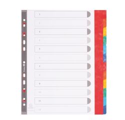 Intercalari Exacompta 2612E A4 maxi assortiti 12 tasti perforato cartoncino lustré neutri 24,5 x 29.7 cm