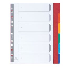 Gekleurde A4+ tabbladen in stevig karton Exacompta - 6 tabs