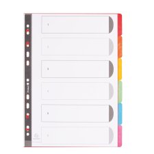 Intercalaire A4 carte lustrée colorée Exacompta 6 onglets neutres multicolores - 1 jeu