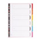 Intercalaire A4 carte lustrée colorée Exacompta 6 onglets neutres multicolores - 1 jeu