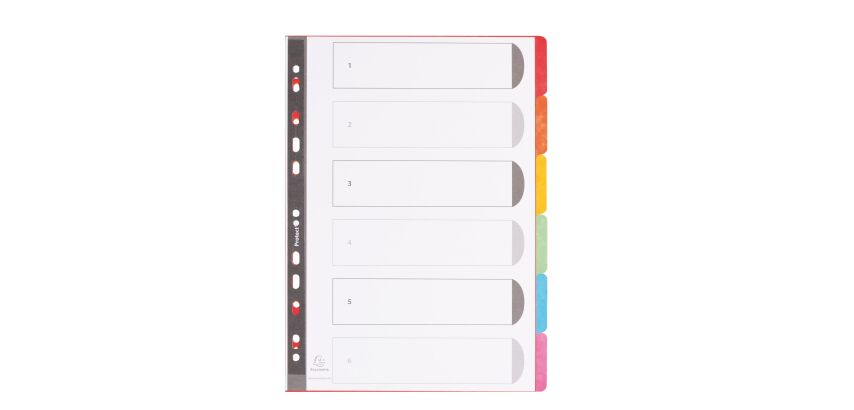 Gekleurde A4 tabbladen in stevig karton Exacompta - 6 tabs