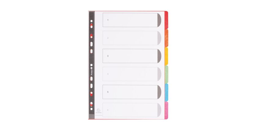 Intercalaire A4 carte lustrée colorée Exacompta 6 onglets neutres multicolores - 1 jeu