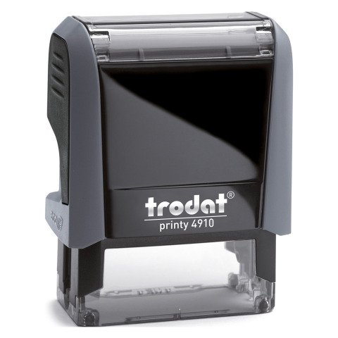 Trodat Printy 4910 sello con texto personalizado 2 líneas monocromo carcasa gris