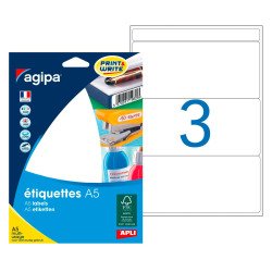 Doos 48 zelfklevende etiketten Agipa 114024 wit 64 x 133 mm laser en inkjet