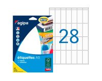 Box von 448 selbstklebenden Etiketten Agipa 114036 weiß 18,5 x 48,5 mm Tintenstrahl und Laser
