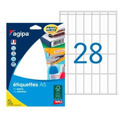 Box von 448 selbstklebenden Etiketten Agipa 114036 weiß 18,5 x 48,5 mm Tintenstrahl und Laser