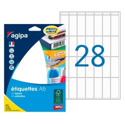 Box of 448 adhesive labels Agipa 114036 white 18,5 x 48,5 mm inkjet and laser