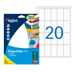Box of 320 adhesive labels Agipa 114014 white 48,5 x 25 mm laser and inkjet