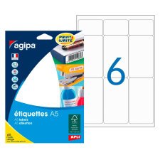 Box of 96 adhesive labels Agipa 114022 white 80 x 45 mm laser and inkjet