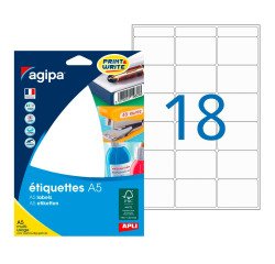 Box of 288 adhesive labels Agipa 114015 white 32 x 40 mm laser and inkjet