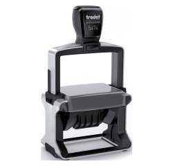 Trodat Metal Line 5470 /5474 sello fechador con texto personalizado bicolor 6 líneas + fecha