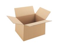 Brown single-wall corrugated cardboard American box, 30 cm long x 25 cm wide x 20 cm high