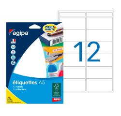 Box of 192 adhesive labels Agipa 114026 white 32 x 70 mm laser and inkjet