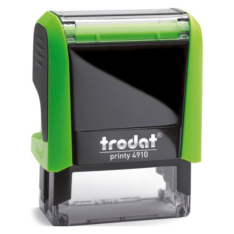 Trodat Printy 4910 sello con texto personalizado 2 líneas monocromo carcasa verde