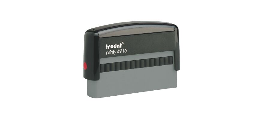 Tampon encreur personnalisé automatique spécial chèque Trodat Printy 4916 monochrome 2 lignes
