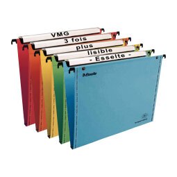 Hängemappe für Schubladen 33 cm Premium Wellpappe VMG Esselte Boden 15 mm - Farbig sortiert