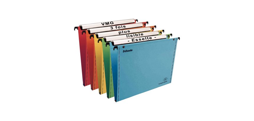 Dossier suspendu kraft pression Esselte fond 1,5 cm pour tiroir - couleurs assorties
