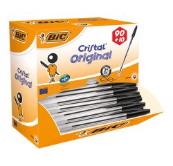 BIC Cristal Original Ballpoint Pen Medium 0.4 mm Black Pack of 100