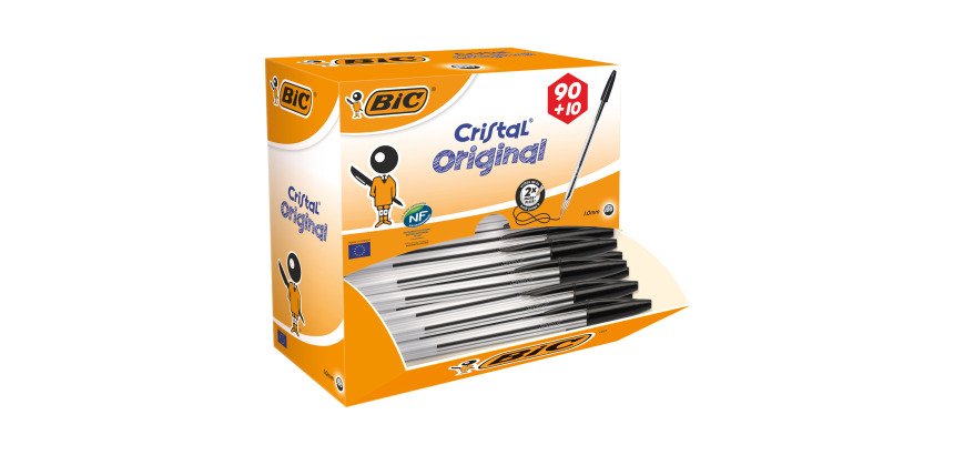 Stylos cristal Bic - lot de 100 dont 10 gratuits